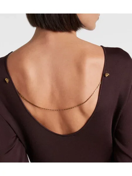 Pletené oblekové maxi šaty Bottega Veneta vínová