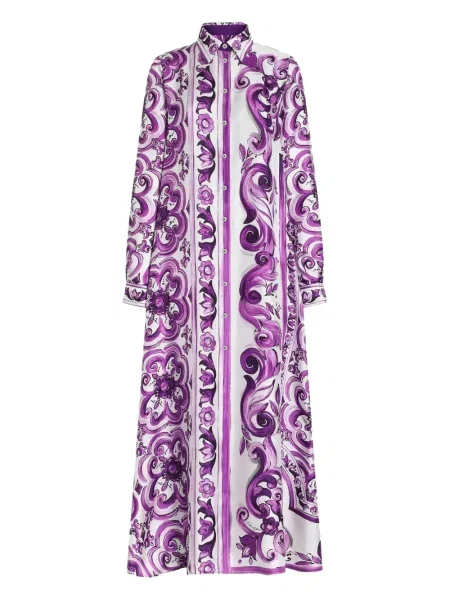 Rochie tip cămașă Dolce & Gabbana cu imagine de costum violet