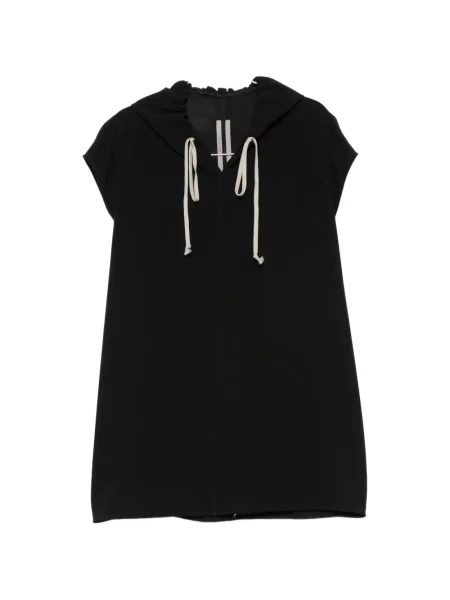 Rochie mini Rick Owens cu glugă cu cordon negru
