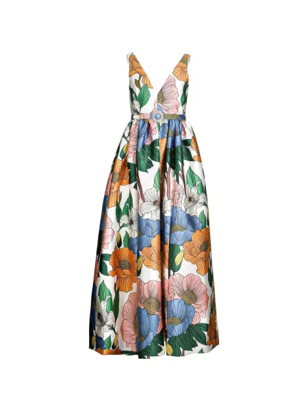 Rochie maxi Borgo De Nor cu model floral cu imagine alb