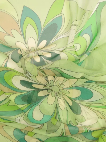 Fular Elizabetta cu model floral cu imagine verde