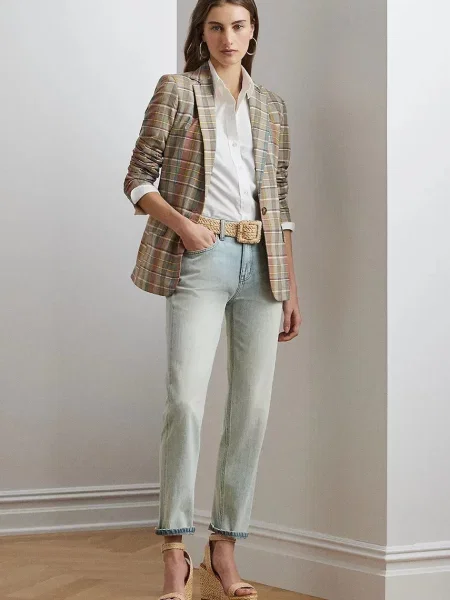 Дънки Lauren Ralph Lauren с висока талия синьо