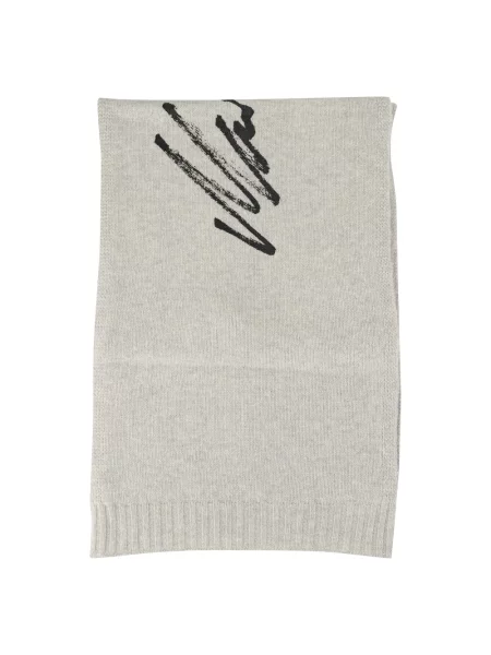 Szal Mm6 Maison Margiela wełniana z nadrukiem szara