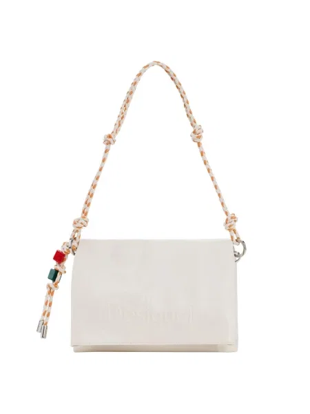 Geanta crossbody Desigual cu autograf bej