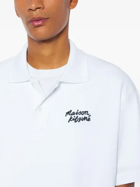 Polo Maison Kitsune cu broderie alb