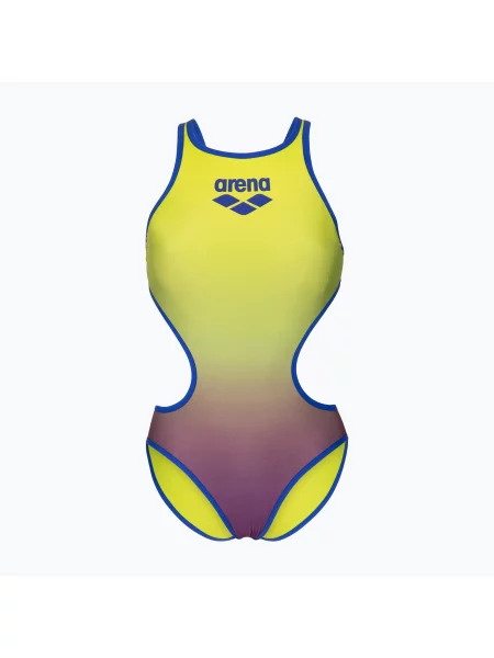 Costum de baie întreg pentru femei arena One Shaded Print Tech One Back artic lime violetta multi/neon blue albastru