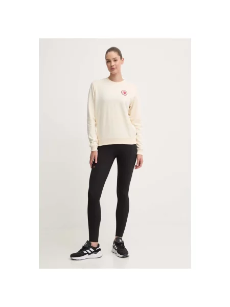 Sweter Fjällräven z logo z kapturem beżowy
