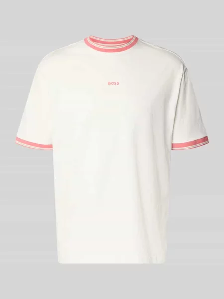 Krój regular fit t-shirt z czystej bawełny model TE_BLOCKS' Boss Orange biała