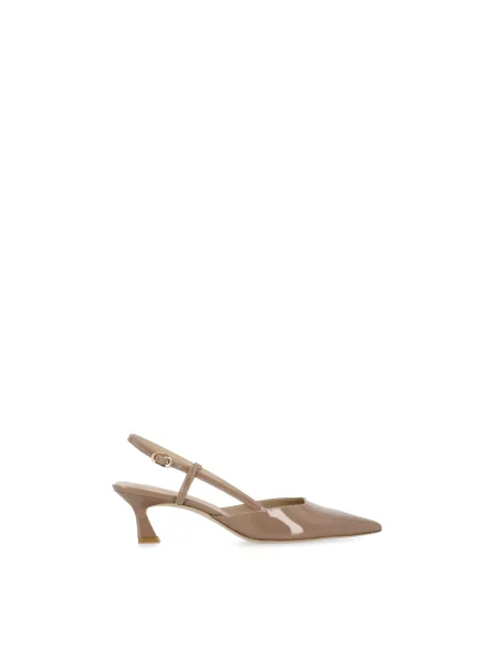 Czółenka Stuart Weitzman z otwartą piętą beżowa