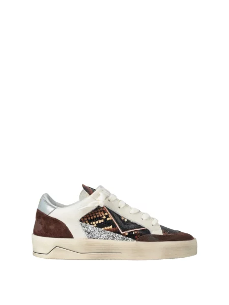 Sneakersy 4b12 skórzane brązowe