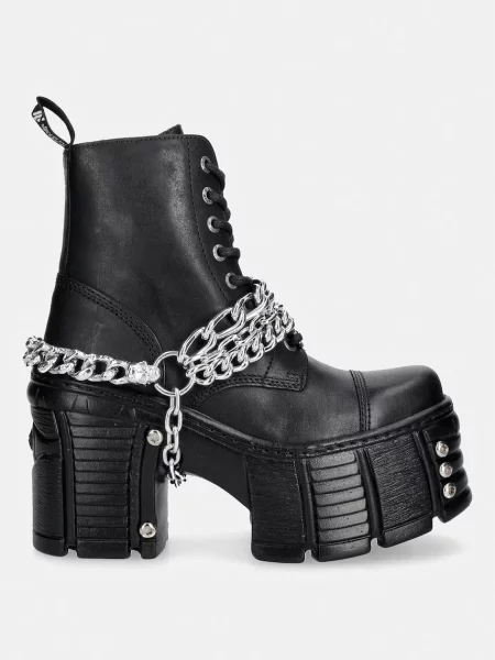 New Rock ботильйони на каблуку шкіряні ITALI NEGRO TOWER MAX + TORNILLO