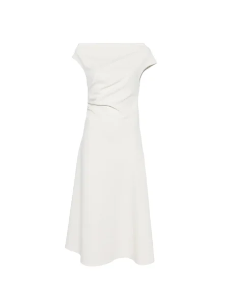 Rochie midi P.a.r.o.s.h. drapată până la genunchi de costum alb