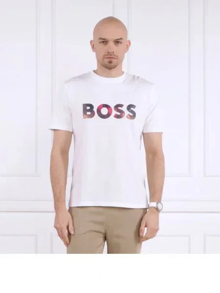 BOSS ORANGE Tricou TeeArt | Relaxed fit alb