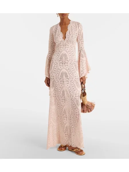 Rochie maxi Alexandra Miro din dantelă roz