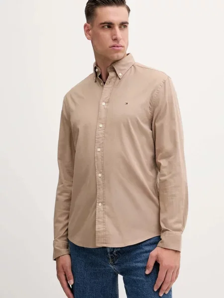 Tommy Hilfiger koszula regular z kołnierzykiem button-down brązowy