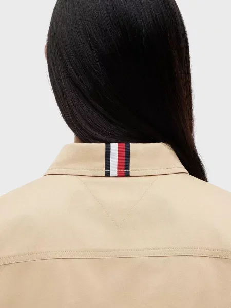 Укорочена джинсова сорочка Tommy Jeans бежева