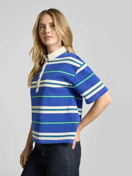 Koszulka polo o kroju loose fit z obniżoną linią ramion Model Ulma' Lollys Laundry niebieskie