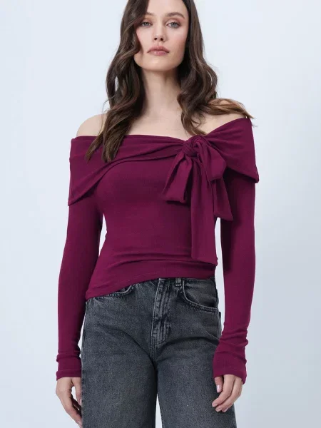 Trend Alaçatı Stili Pulover mov vânătă