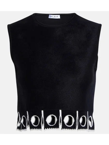 Top Alaã¯a bez rękawów o krotszym kroju czarny