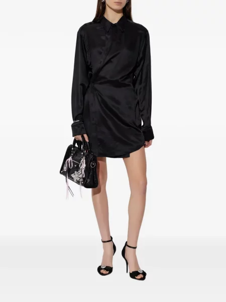 Rochie mini Balenciaga din satin plic negru