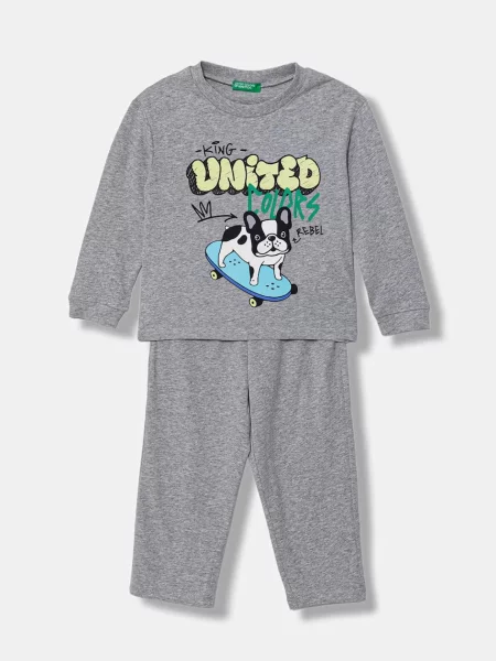 United Colors of Benetton dvojdielne pyžamo detské sivá