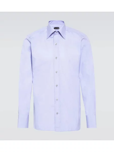 Cămașă Tom Ford din poplin albastru