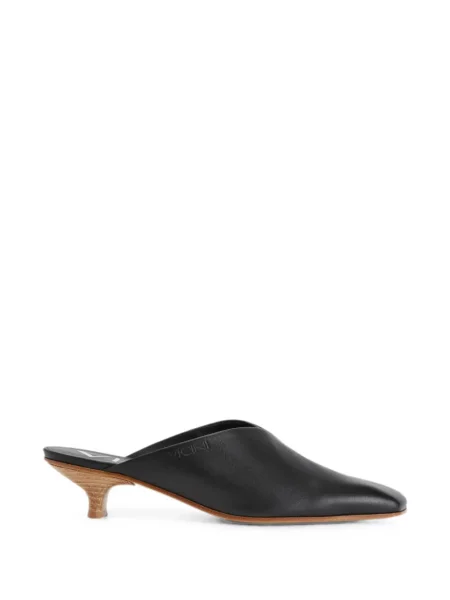 Papuci tip mules Giuseppe Zanotti din piele cu vârf pătrat negru