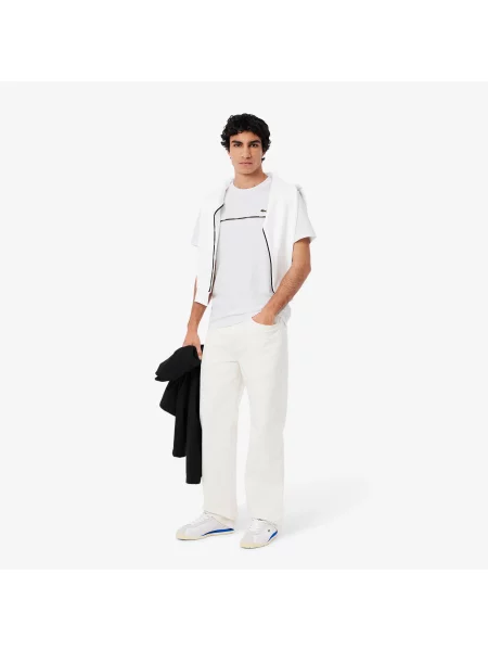 Lacoste T-Shirt Z Okrągłym Dekoltem Z Nadrukiem Regular Fit biały