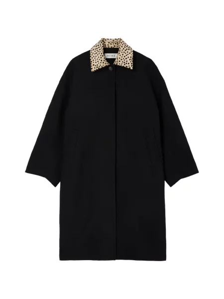 Palton Róhe de lână cu imagine cu model leopard negru