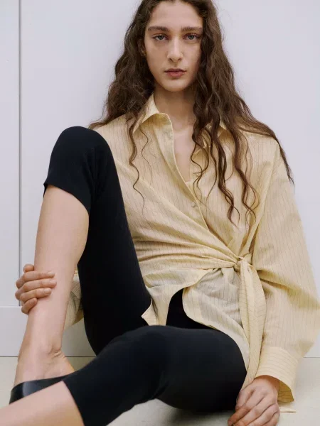 Сорочка MANGO бавовна/поліамід жовтий