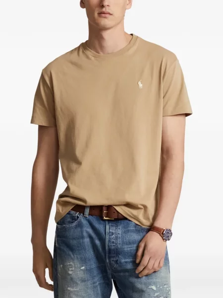 Tricou polo Polo Ralph Lauren cu glugă cu blană cu broderie roșu
