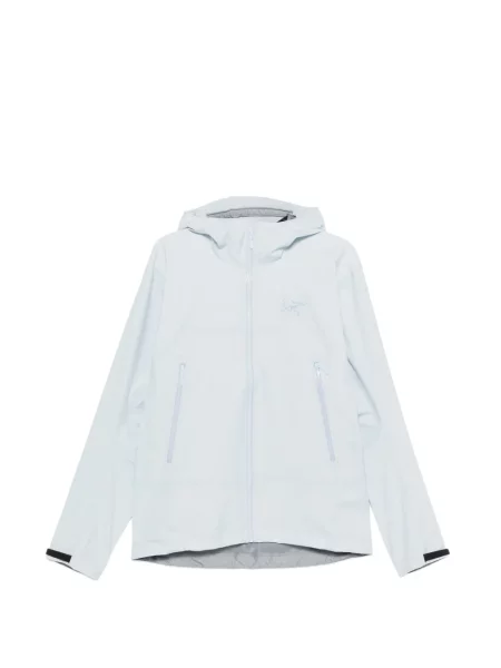 Geacă Arc'teryx cu broderie cu glugă albastru