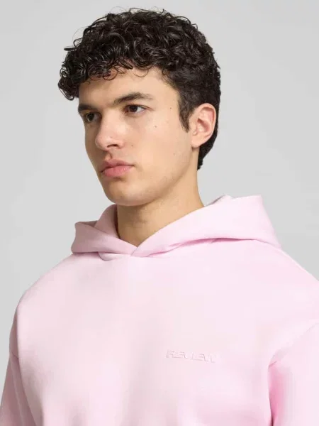 Bluza z kapturem z kieszenią kangurka Review różowa