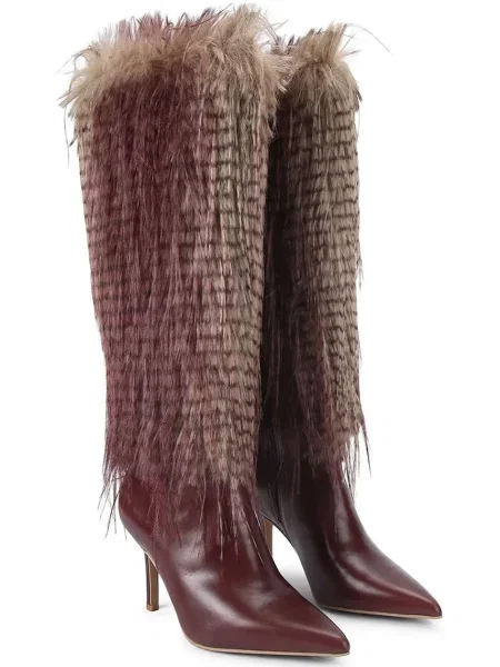 Шкіряні чоботи Kurt Geiger London Kensington Knee Boot 85 на шпильці коричневий