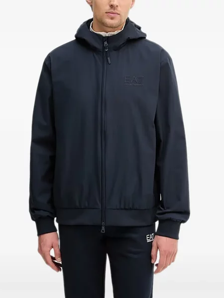 Jachetă cu glugă Ea7 Emporio Armani cu glugă albastru