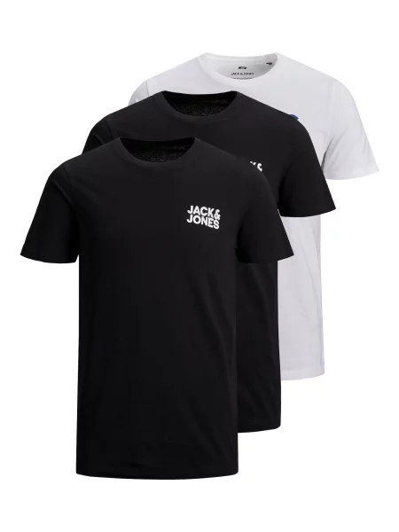 JACK & JONES Tricou JJECorp albastru marin / albastru gențiană / negru alb