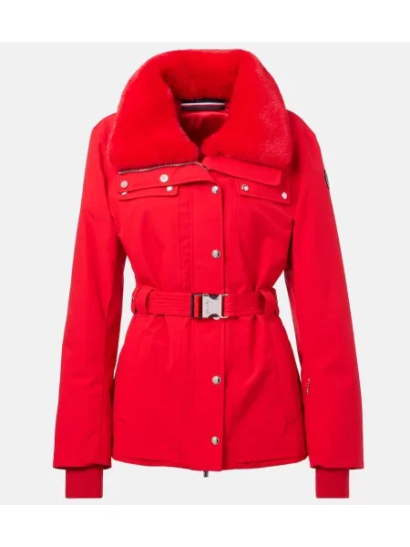 Jeździć na nartach sztuczne futro kurtka narciarska Fusalp czerwona