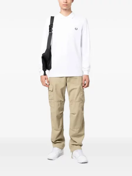 Поло тениска Fred Perry бродирана бяло