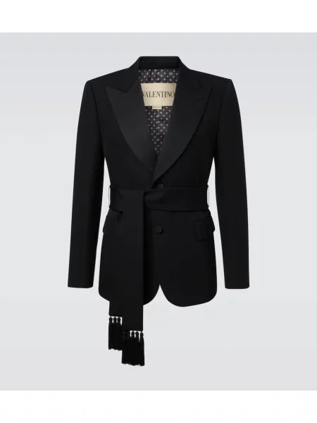 Cu centură sacou Valentino de lână negru
