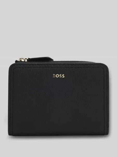 Lniany portfel Boss czarny