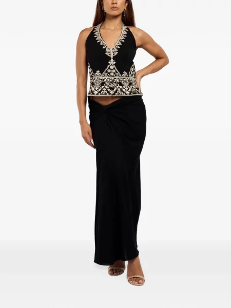 Fusta maxi International Appeal drapată negru