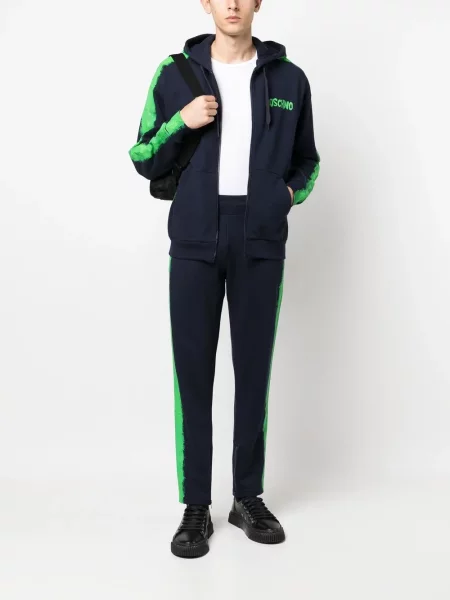 Dryžuotos bėgimas kelnės Moschino mėlyna