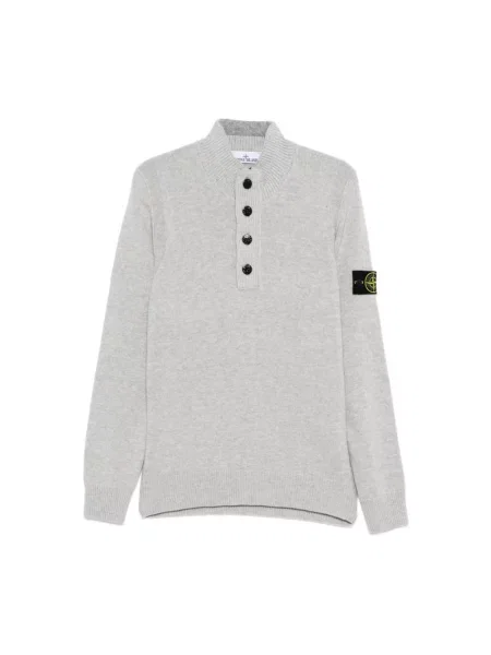 Sweter Stone Island z wysokim kołnierzem z kamieniami szary