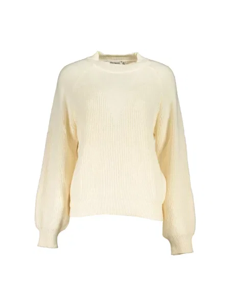Dzianinowy sweter Desigual z długim rękawem elegancki beżowy