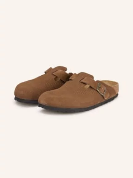 Klapki Birkenstock zamszowe brązowe