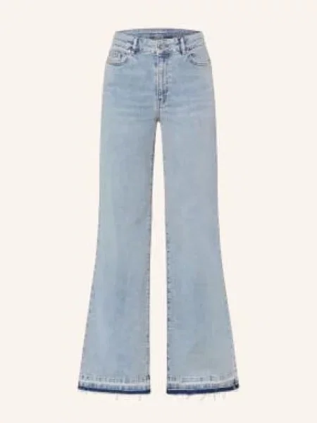 Oui Dżinsy Z Szerokimi Nogawkami blau niebieskie