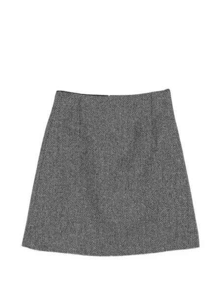 Fustă Weekend Max Mara cu model herringbone în linie A gri