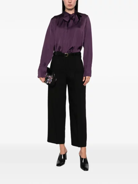 Bluză Dixie cu funde din satin violet