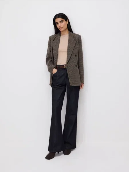 Reserved Двобортний блейзер з високим вмістом вовни різнобарвний 