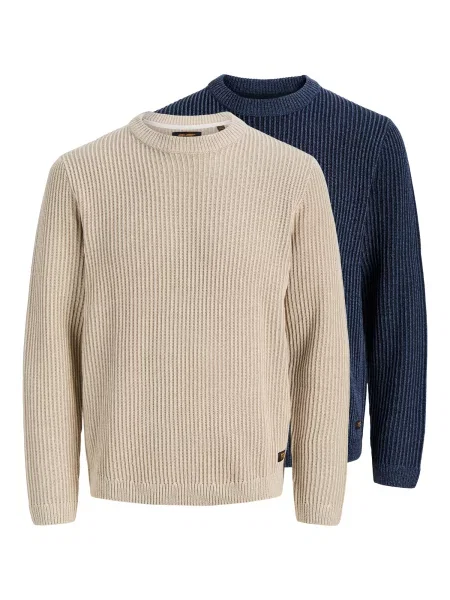 JACK & JONES Pulover JJEDOVER deschis / albastru amestec bej